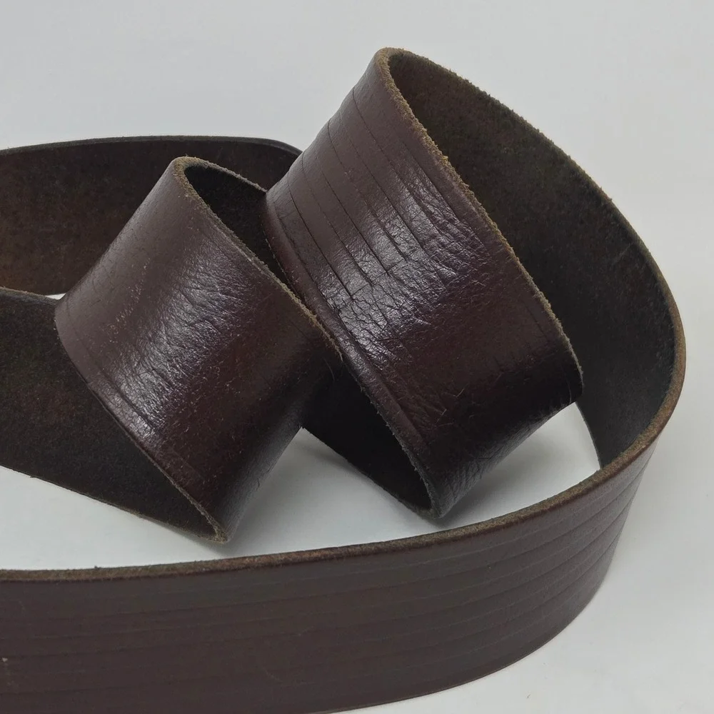 American Eagle Mens Brown Leather Belt Stars‎ and Stripes Embossed Size 36-38